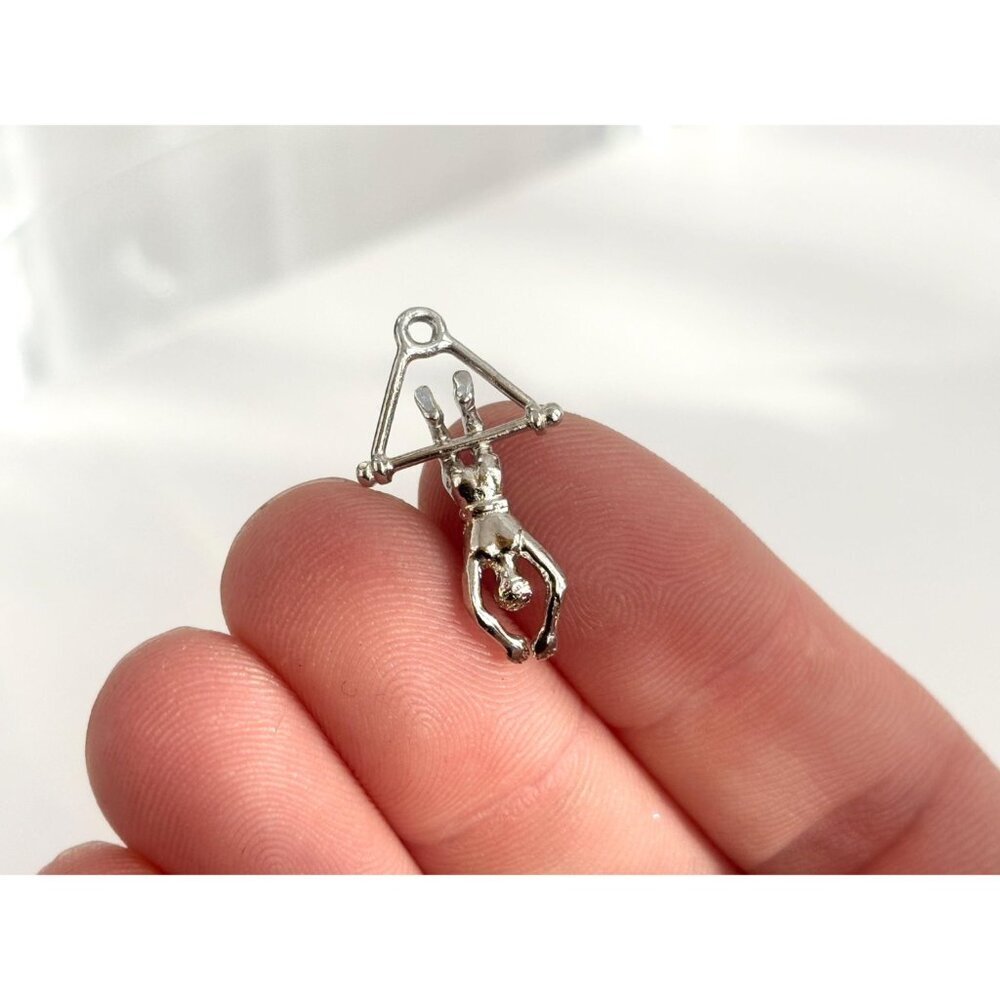 Gymnast | Acrobatic Man Silver Toned Teeny Tiny Figural Vintage Pendant | Charm - Picture 7 of 11